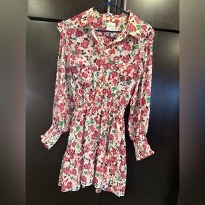 MISA Floral Long Sleeve Buttom Up Dress M